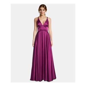Betsy & Adams satin v neck with slits dress